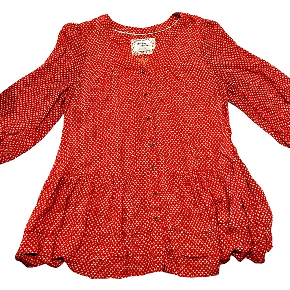 HOLDING HORSES Tops - Anthropologie - Holding Horses Tunic Blouse with bubble sleeves